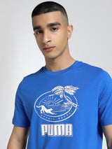 Mens Blue Casual Regular Fit Half Sleeves Tshirt