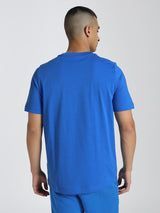 Mens Blue Casual Regular Fit Half Sleeves Tshirt