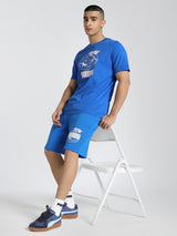Mens Blue Casual Regular Fit Half Sleeves Tshirt