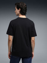 Mens Black Casual Regular Half Sleeves Tshirt