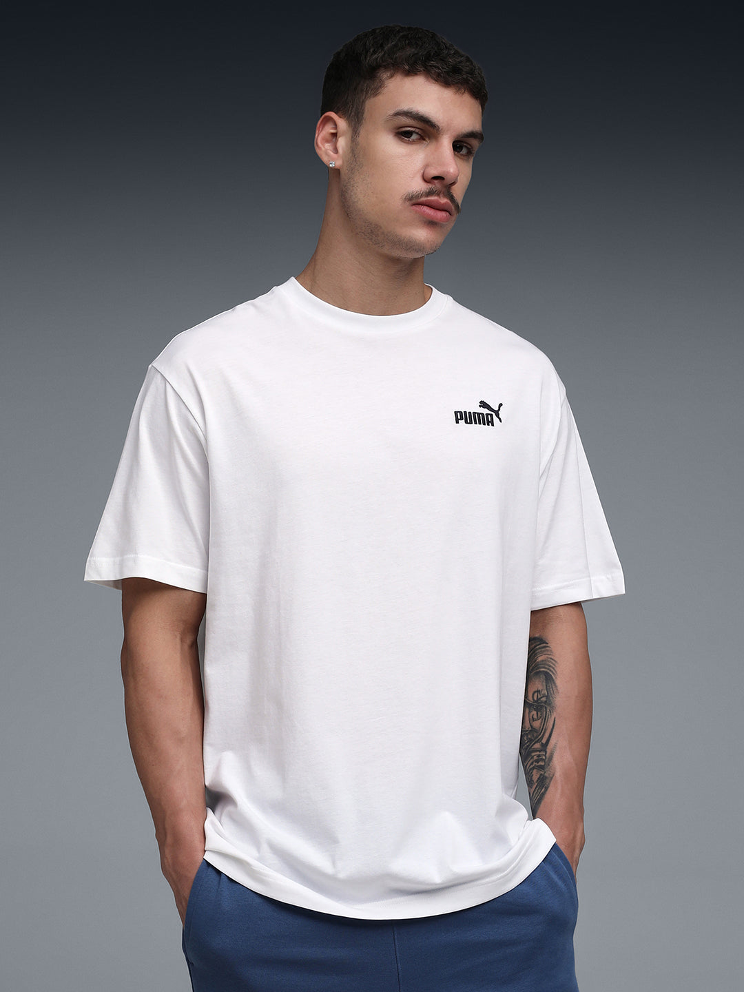 Mens White Casual Regular Half Sleeves Tshirt