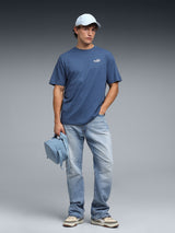 Mens Blue Casual Regular Fit Half Sleeves Tshirt