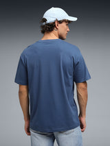 Mens Blue Casual Regular Fit Half Sleeves Tshirt