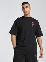 Mens Black Casual Oversized Half Sleeves Tshirt