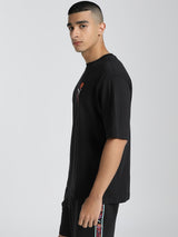 Mens Black Casual Oversized Half Sleeves Tshirt