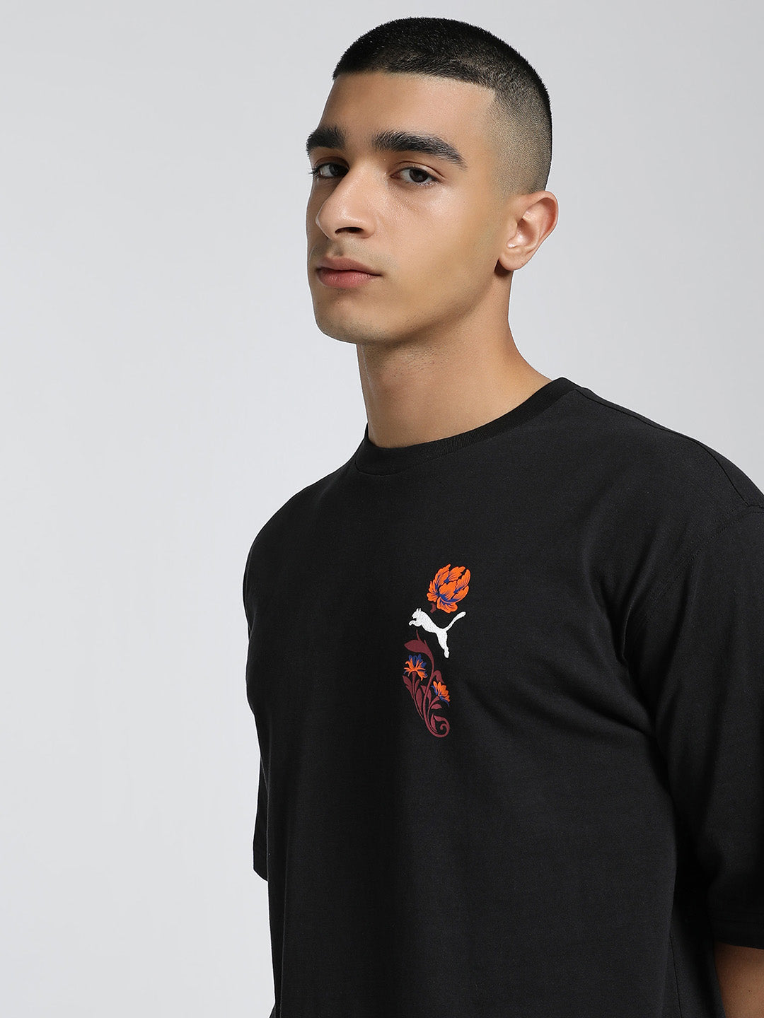 Mens Black Casual Oversized Half Sleeves Tshirt