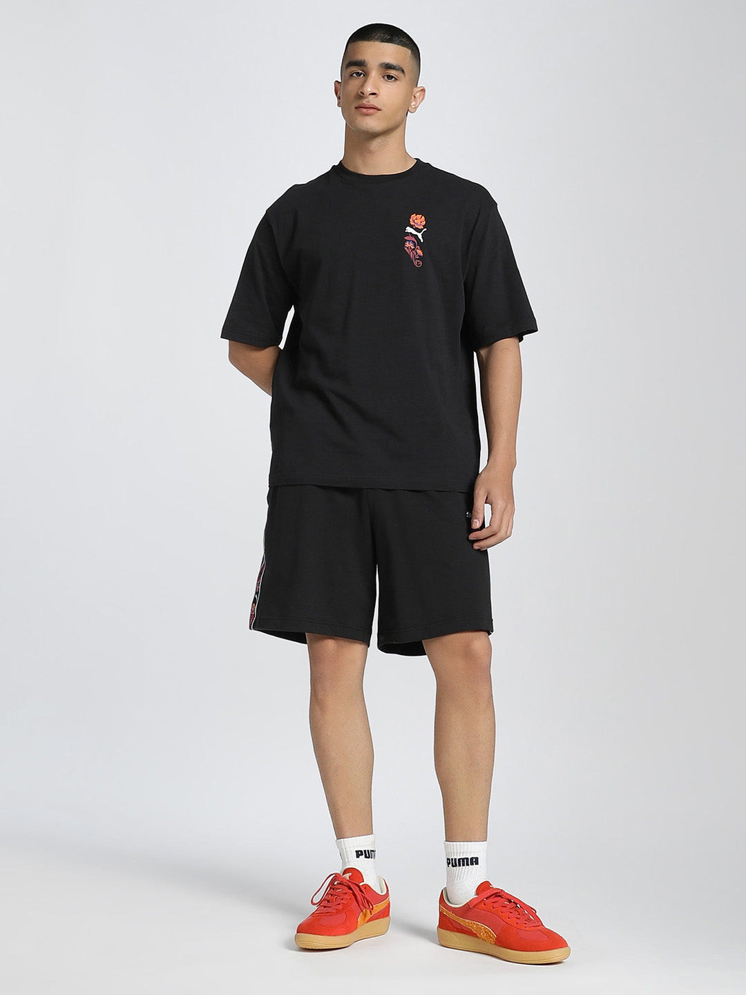 Mens Black Casual Oversized Half Sleeves Tshirt