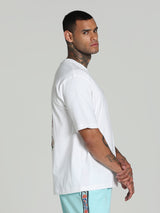 Mens White Casual Oversized Half Sleeves Tshirt