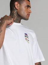 Mens White Casual Oversized Half Sleeves Tshirt