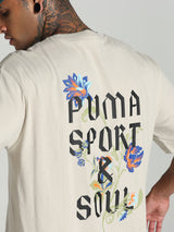 Mens Beige Casual Oversized Half Sleeves Tshirt