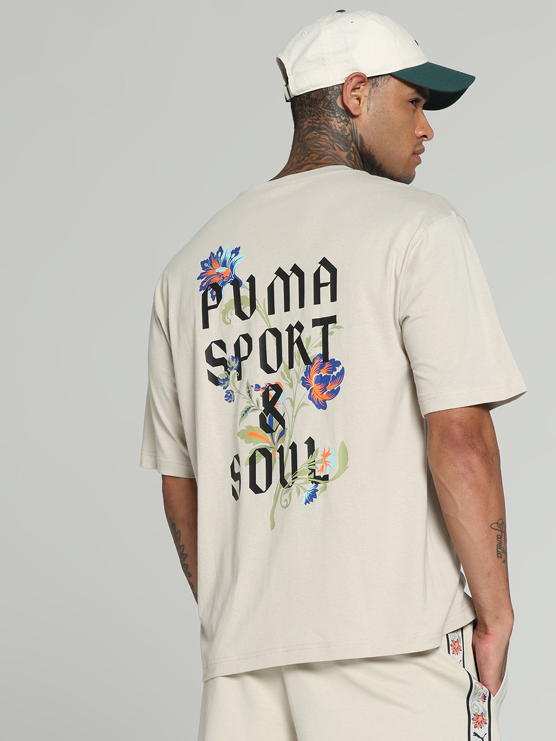 Mens Beige Casual Oversized Half Sleeves Tshirt