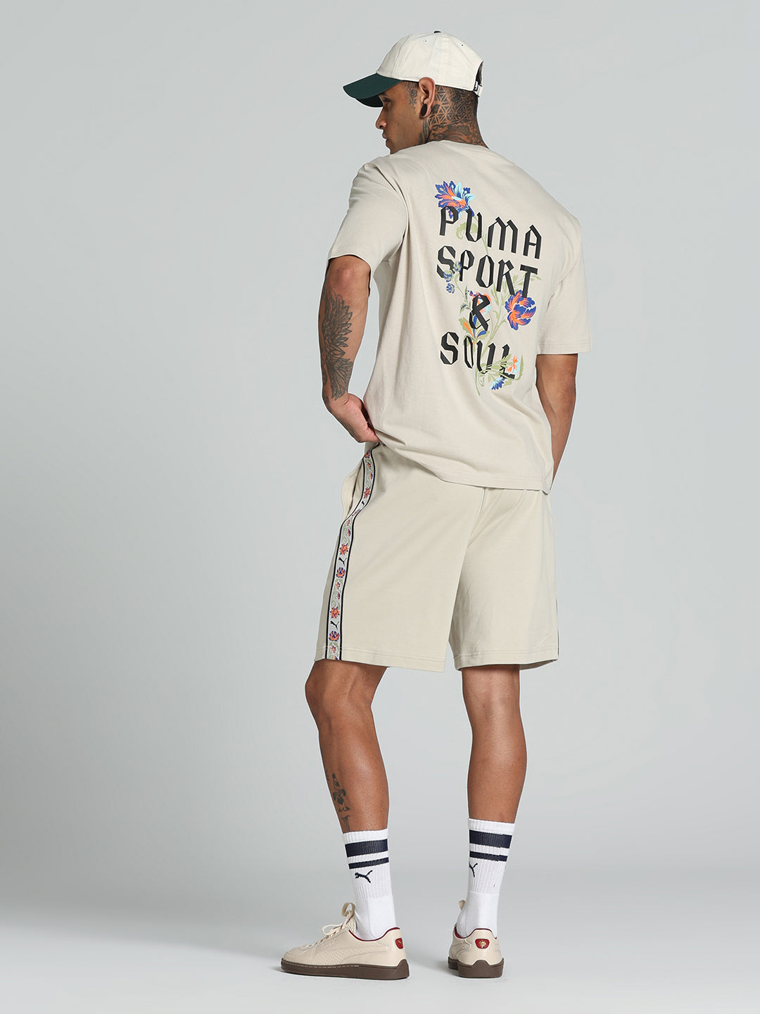 Mens Beige Casual Oversized Half Sleeves Tshirt