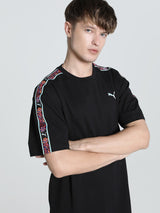 Mens Black Casual Regular Fit Half Sleeves Tshirt
