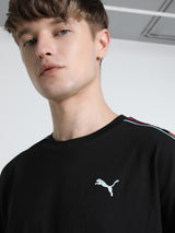 Mens Black Casual Regular Fit Half Sleeves Tshirt