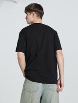 Mens Black Casual Regular Fit Half Sleeves Tshirt