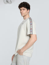Mens Beige Casual Regular Fit Half Sleeves Tshirt