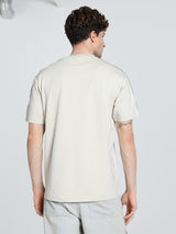 Mens Beige Casual Regular Fit Half Sleeves Tshirt