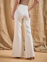Women's White Casual Solid Fit & Flared Pants