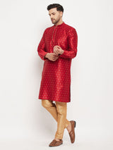 Men's Maroon Festive Ethnic Full Sleeves Kurta