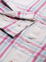 Men's Regular Fit Checkered Full Sleeves Cutaway Collar Casual Shirt