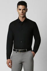 Men's Black Party Slim Fit Solid Full Sleeves Shirt