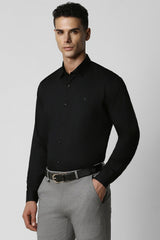 Men's Black Party Slim Fit Solid Full Sleeves Shirt
