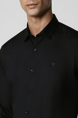 Men's Black Party Slim Fit Solid Full Sleeves Shirt
