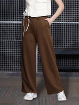 Women's Brown Casual Solid Regular Fit Trackpant