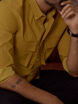 Men's Yellow Casual Regular Fit Solid Full Sleeves Shirt