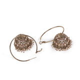 Women's Brown Stone and Pearl Gold Plated Brass Jhumki Earring