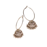 Women's Brown Stone and Pearl Gold Plated Brass Jhumki Earring