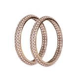 Women's Traditional Astonish Round Shape Gold Plated Brown Stone Bangles - Set of 2