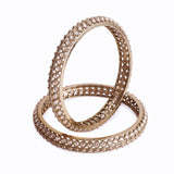 Women's Traditional Astonish Round Shape Gold Plated Brown Stone Bangles - Set of 2