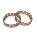 Women's Marvellous Oval Shape Crystal Antique Gold Plated Bangles - Set of 2