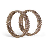 Women's Marvellous Oval Shape Crystal Antique Gold Plated Bangles - Set of 2