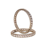 Women's Fabulous Oval Shape Stone Antique Gold Plated Bangles - Set of 2