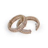 Women's Incredible Rectangle Crystal Antique Gold Plated Openable Bangles - Set of 2