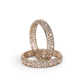 Women's Lavish Round Shape Crystal Stone Antique Gold Plated Bangles - Set of 2