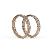 Women's Lavish Round Shape Crystal Stone Antique Gold Plated Bangles - Set of 2