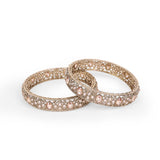 Women's Lavish Round Shape Crystal Stone Antique Gold Plated Bangles - Set of 2