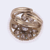 Women's Smooth Round Shape and Pearl Gold Plated Adjustable Finger Ring
