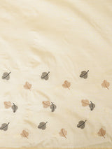 Women's Silk Blend White Embroidered Designer Saree with Blouse Piece