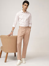 Men's Pink Casual Regular Fit Printed Full Sleeves Shirt