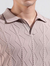Men's Slim Fit Textured Polo Collar Tshirt