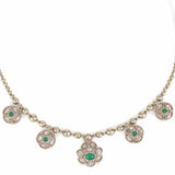 Women's Elegant Golden Boll Flower Design Gold Plated Matinee Necklace Set(Mala)