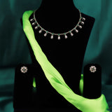Women's Eye-Catchy Oval Shape Brown Crystal Gold Plated Matinee Necklace Set(Mala)