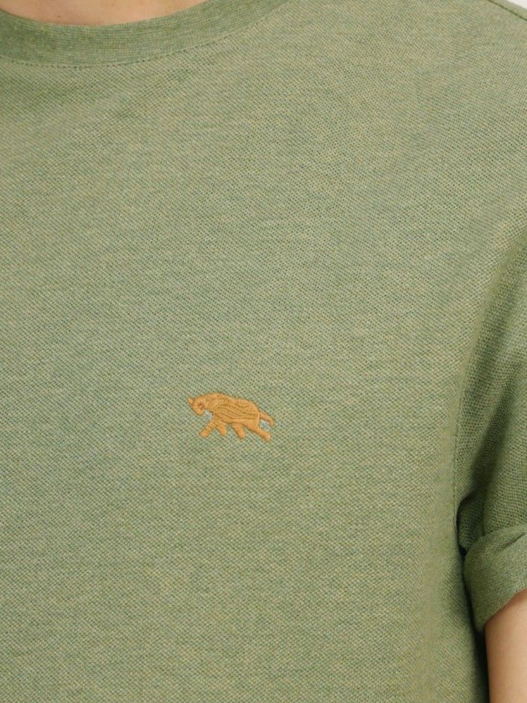 Men's Green Casual Regular Fit Solid Half Sleeves Tshirt