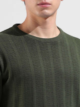 Men's Slim Fit Textured Round Neck Tshirt