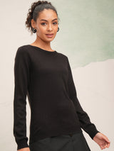 Women's Black Casual Solid Full Sleeves Sweater