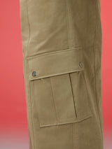 Men's Beige Casual Regular Fit Solid Cargo